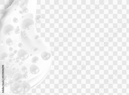 Beer foam isolated on transparent background. White soap froth texture with bubbles, seamless border, foamy frame. Sea or ocean wave, laundry cleaning detergent spume, realistic 3d vector illustration