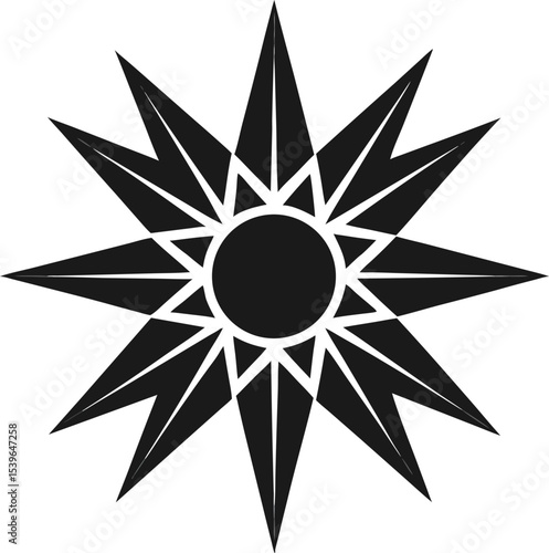 Geometric sun with sharp angular rays