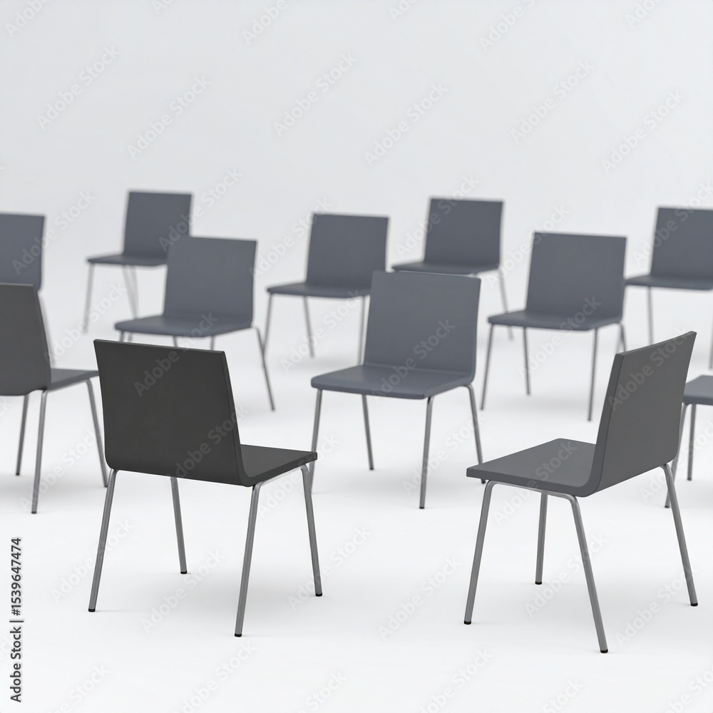 Modern Grey Chairs Arranged in a Circle for Meeting or Seminar. Modern Grey Chairs Arranged in a Circle for Meeting or Seminar.