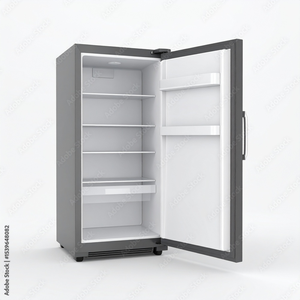 Modern Empty Gray Refrigerator Product Shot for Wellness Lifestyle. Modern Empty Gray Refrigerator Product Shot for Wellness Lifestyle.