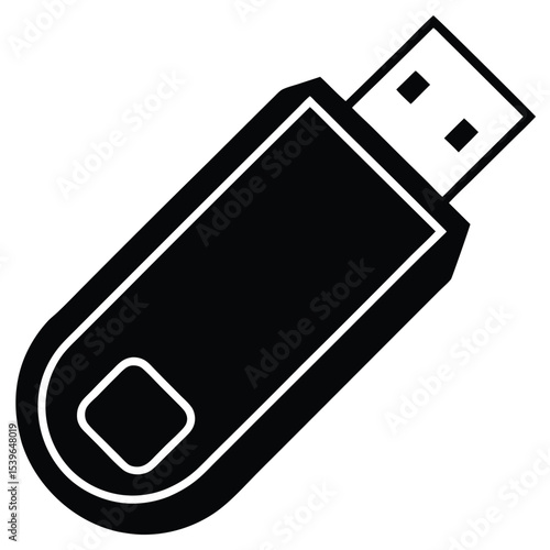 A USB flash drive icon for data storage Silhouette Illustration art Design