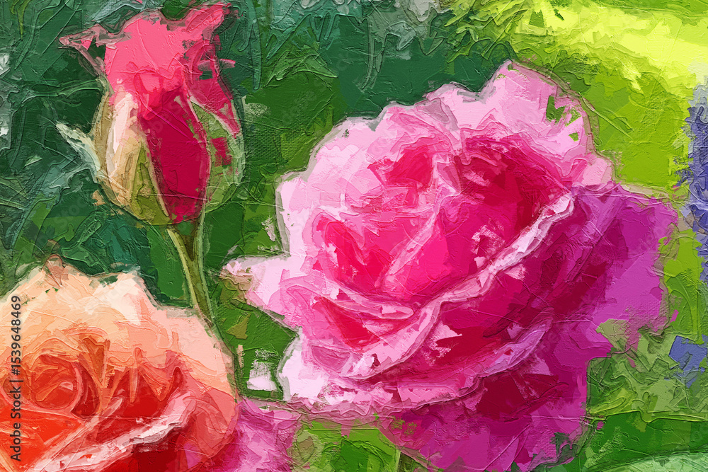 Obraz premium Various oil paintings, flowers, lakes, purple landscapes, forests, chrysanthemums, roses, peonies, butterflies