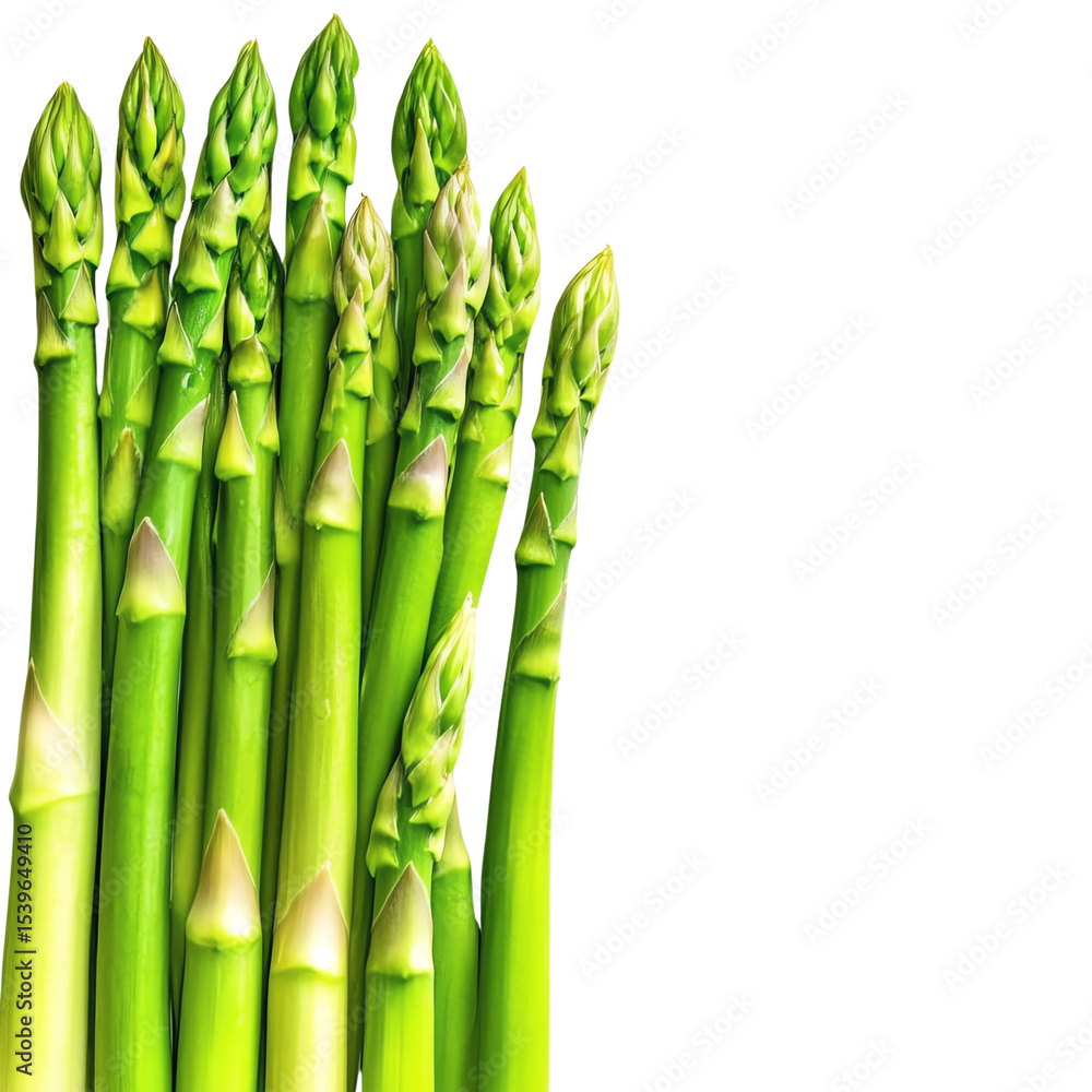 Obraz premium Isolated transparent Fresh green asparagus spears ready for cooking or garnishing delicious dishes. PNG die-cut element for advertising