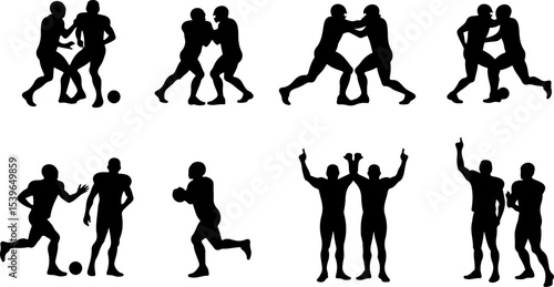 American Football Player vector Silhouettes Graphics