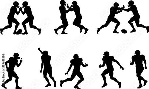 American Football Player vector Silhouettes Graphics