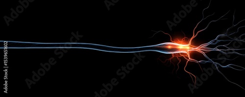 A glowing red neurons against a dark background, showcasing intricate connections and the beauty of neural structures.