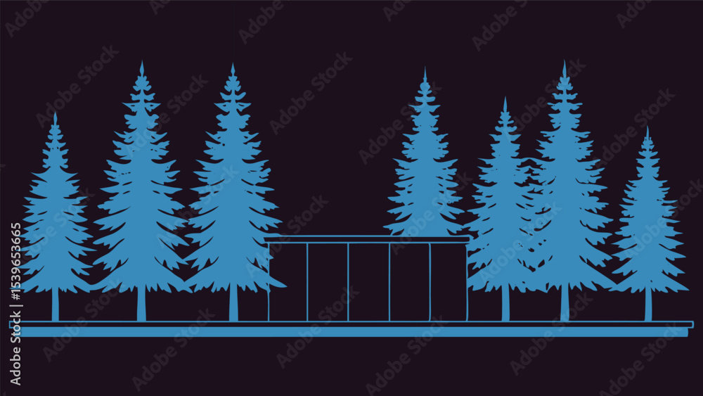 Obraz premium minimal CAD tree line drawing side view architect. 