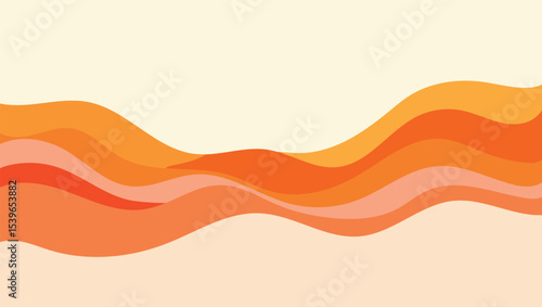 Abstract orange wavy lines pattern on creamy background for creative design projects