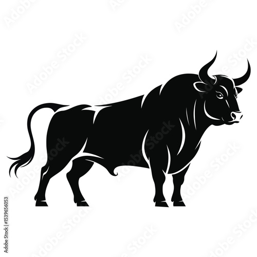 Powerful Bull Silhouette Majestic Strength and Taurian Power