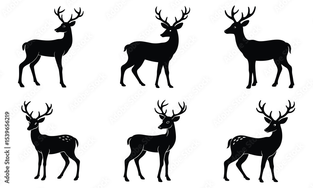 Fototapeta premium Elegant Deer Silhouettes Six Unique Designs