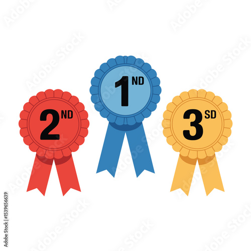 First Second Third Place Award Ribbons Illustration