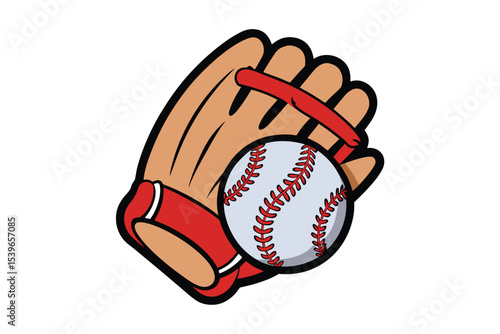 baseball ball and glove vector illustration on white background