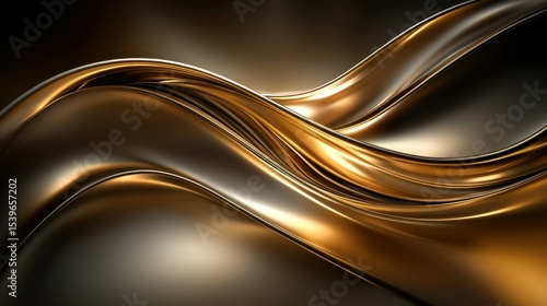 Abstract golden waves catch light, smooth, polished form