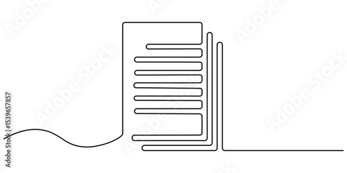 documents continuous one line drawing, Clipboard with checklist icon  continuous one line drawing of outline vector illustration, One continuous line vector drawing of a folder. Outline documents