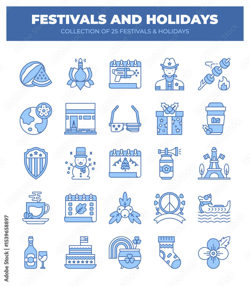 Fototapeta premium Collection of 25 Festivals and Holidays. A Celebration of Culture and Traditions