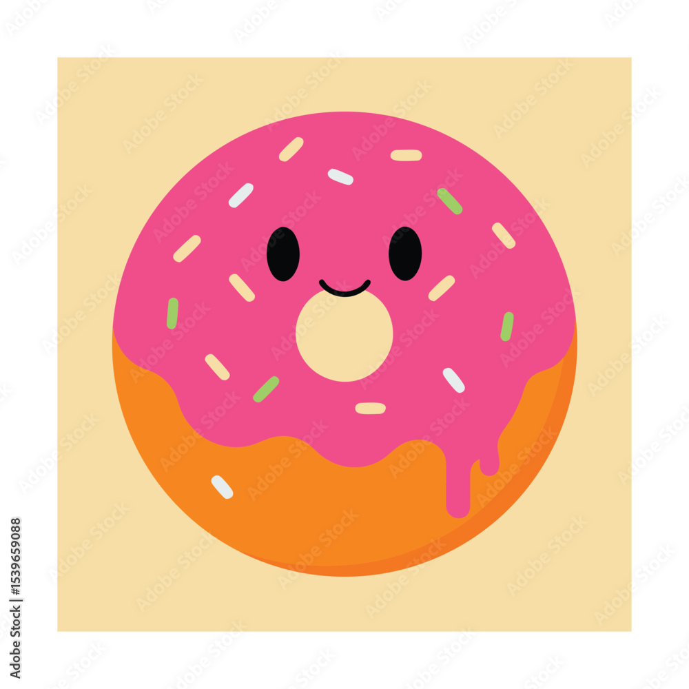Obraz premium Emoticon Sitting Inside a Donut