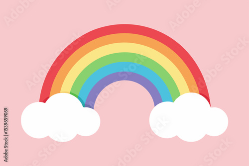 Vibrant Rainbow Arcing Over Fluffy Clouds A Colorful Illustration