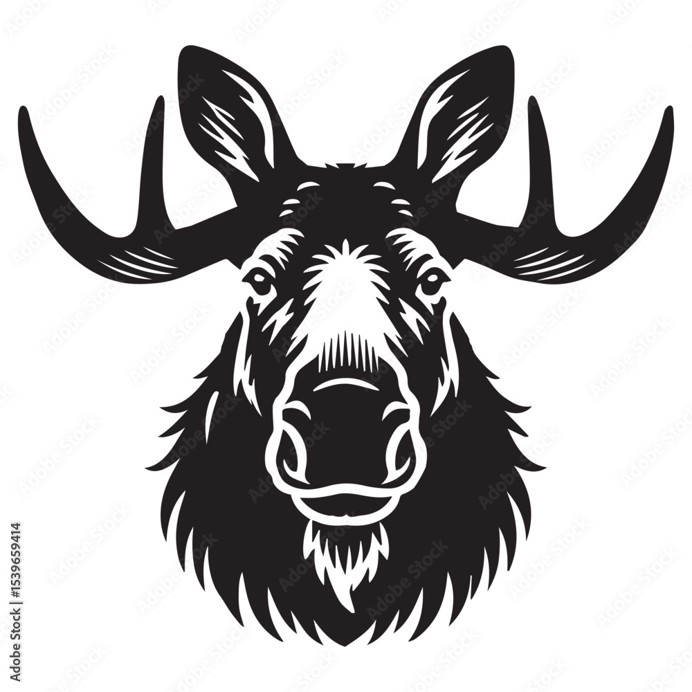 Fototapeta premium Black and Bold Moose Silhouette for Nature and Animal Designs