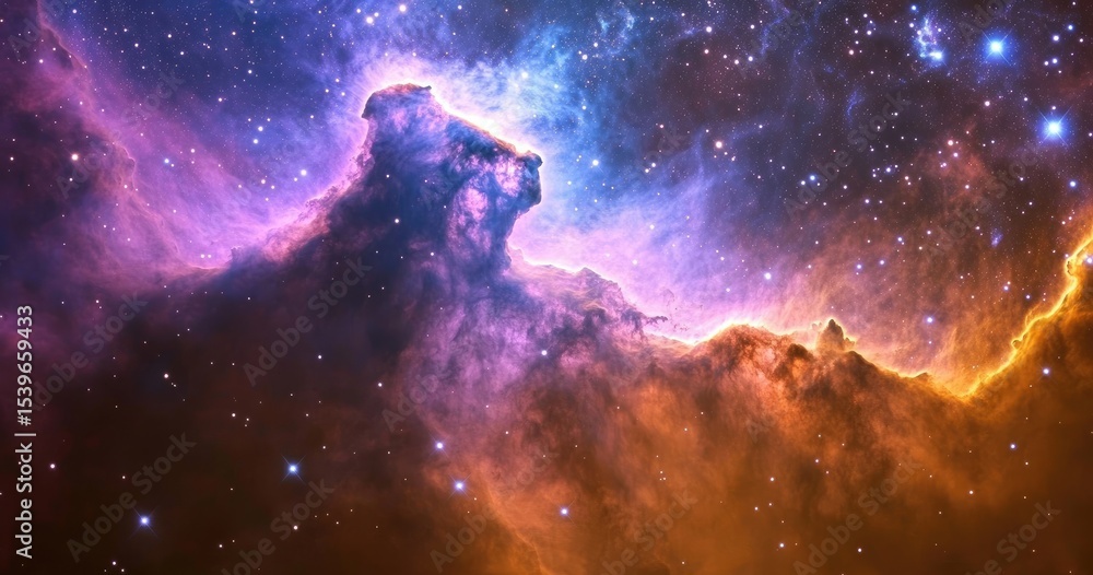 Fototapeta premium Vibrant nebulae, cosmic clouds of gas and dust, swirling in deep space