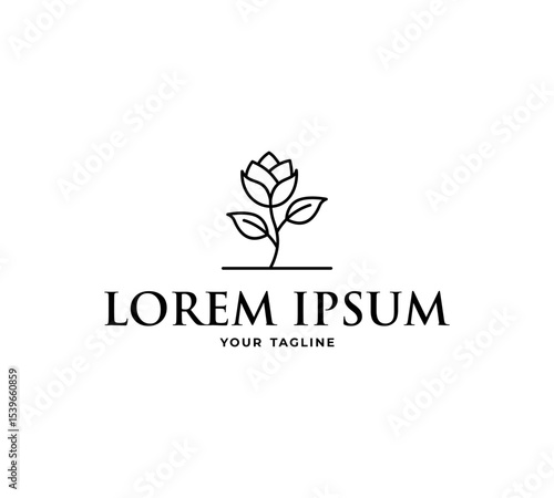 minimalist flower rose logo design