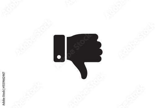 A black thumbs down hand gesture against a white background