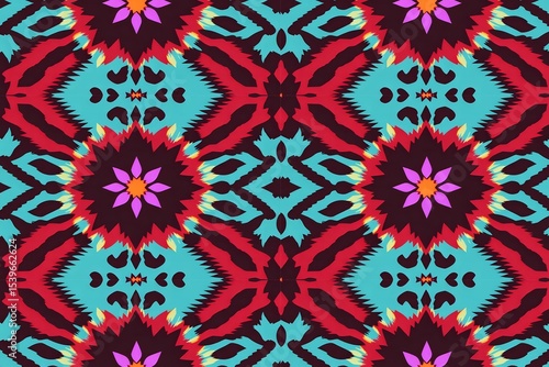 Seamless Colorful Ikat Pattern – Traditional Ethnic Textile for Fabric, Print, or Wallpaper