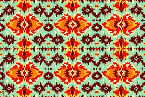 Seamless Colorful Ikat Pattern – Traditional Ethnic Textile for Fabric, Print, or Wallpaper