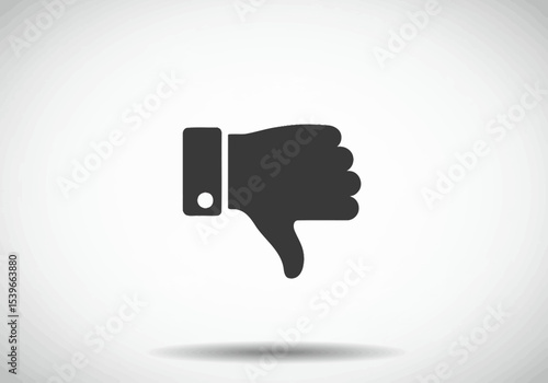 A stylized dark gray hand with thumb pointing down on a white gradient backdrop