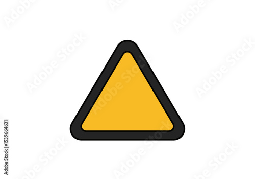 A yellow equilateral triangle with rounded corners and a black border sits centered on a white background