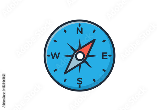 Free Download An illustration of a blue compass with black letters N W E and S and a red and gray needle - GFXLoad