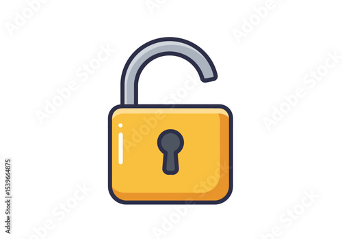 An unlocked gold padlock with a gray shackle is shown against a white background