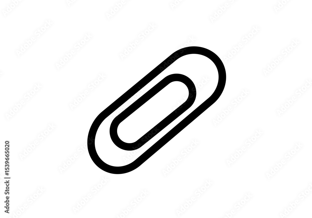 Black outline illustration of a paperclip angled on a white background Black outline illustration of a paperclip angled on a white background
