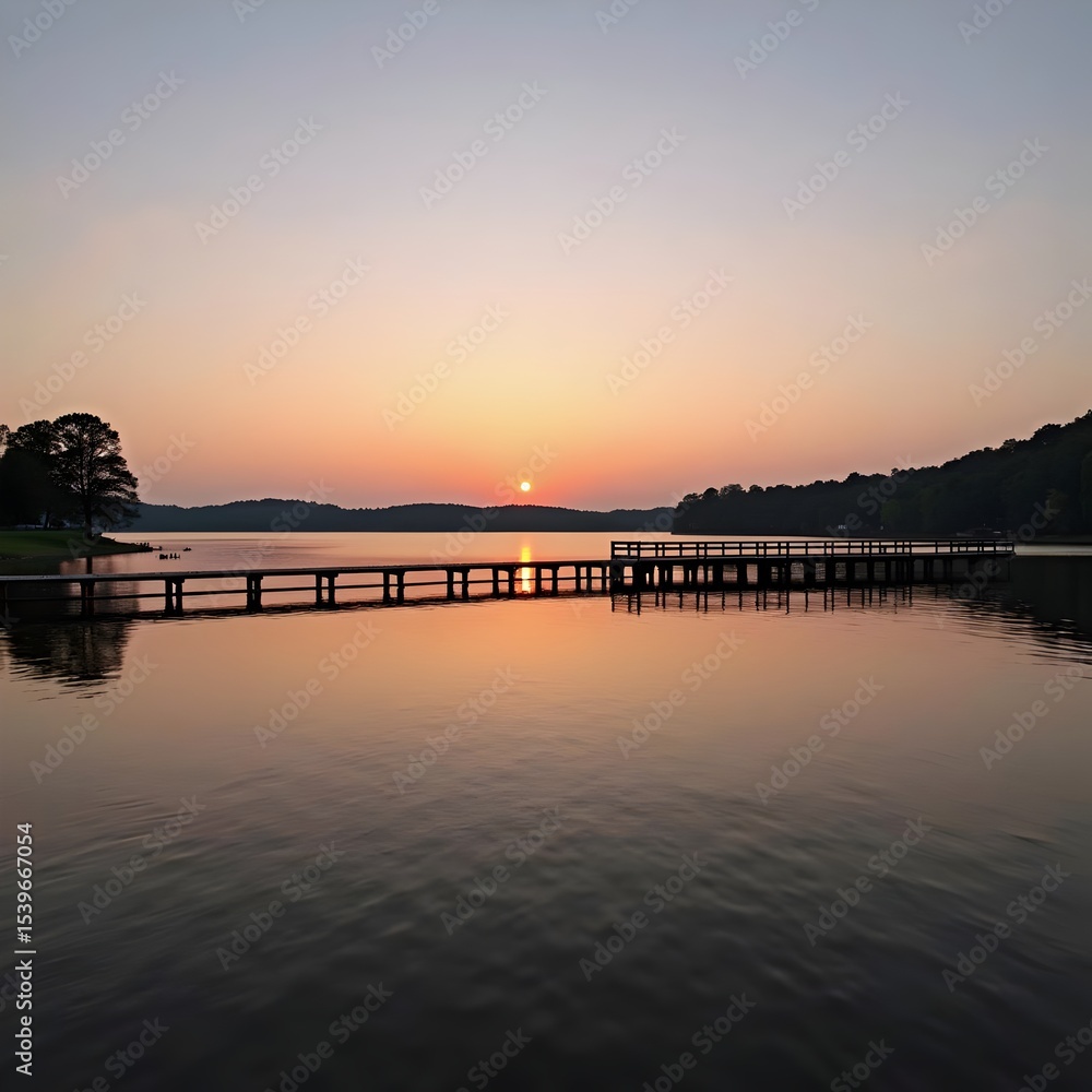 Fototapeta premium sunset over the lake