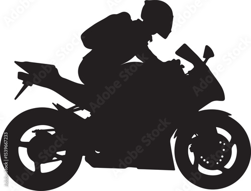 Male riding vintage motorcycle silhouettes