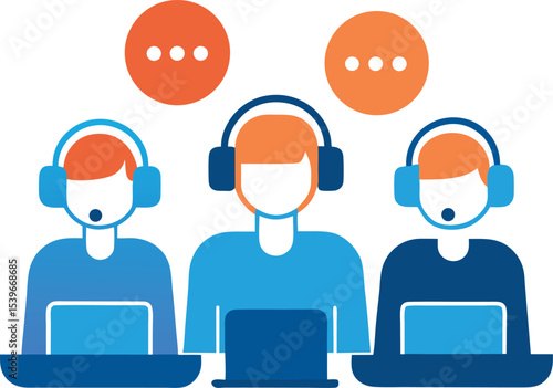 Online Helpdesk Support Team Working Together In Office