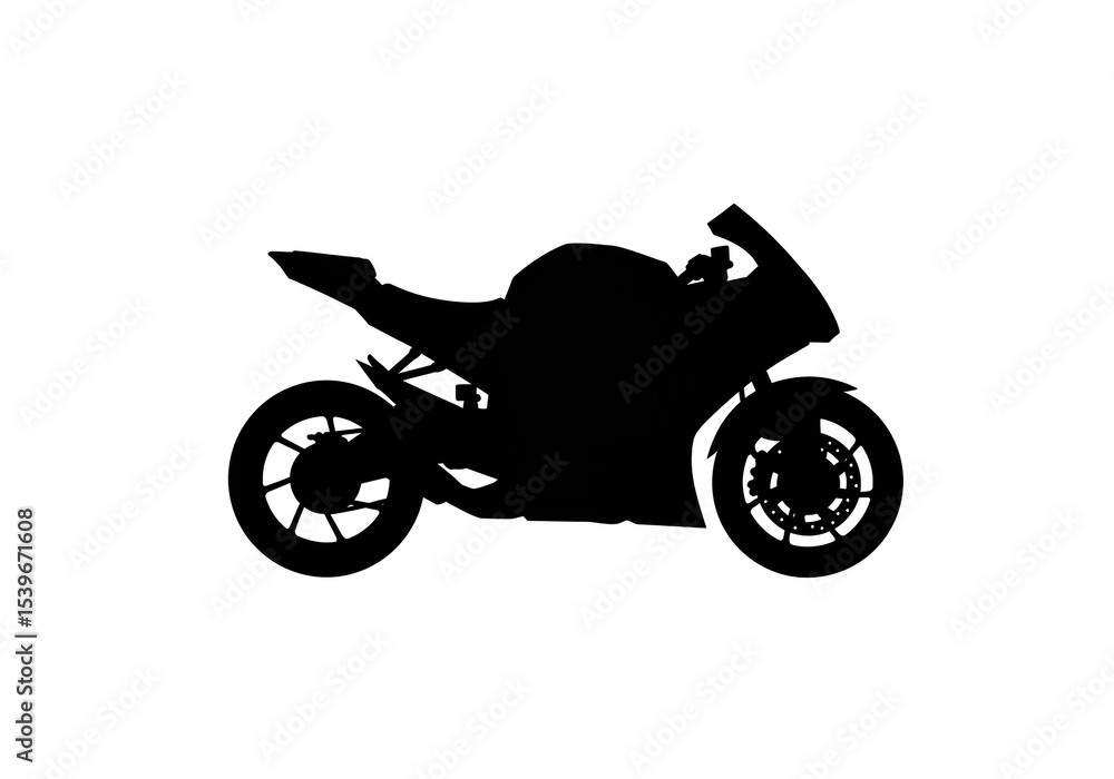Obraz premium A silhouette of a sport motorcycle on a white background in a studio lighting environment