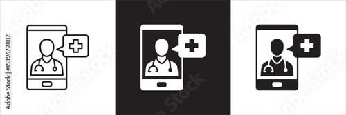 Doctor consultation digital apps icon. Doctor icon. Healthcare contact symbol. Icon symbol compatible for health service, hospital, clinic and medical. Vector illustration.