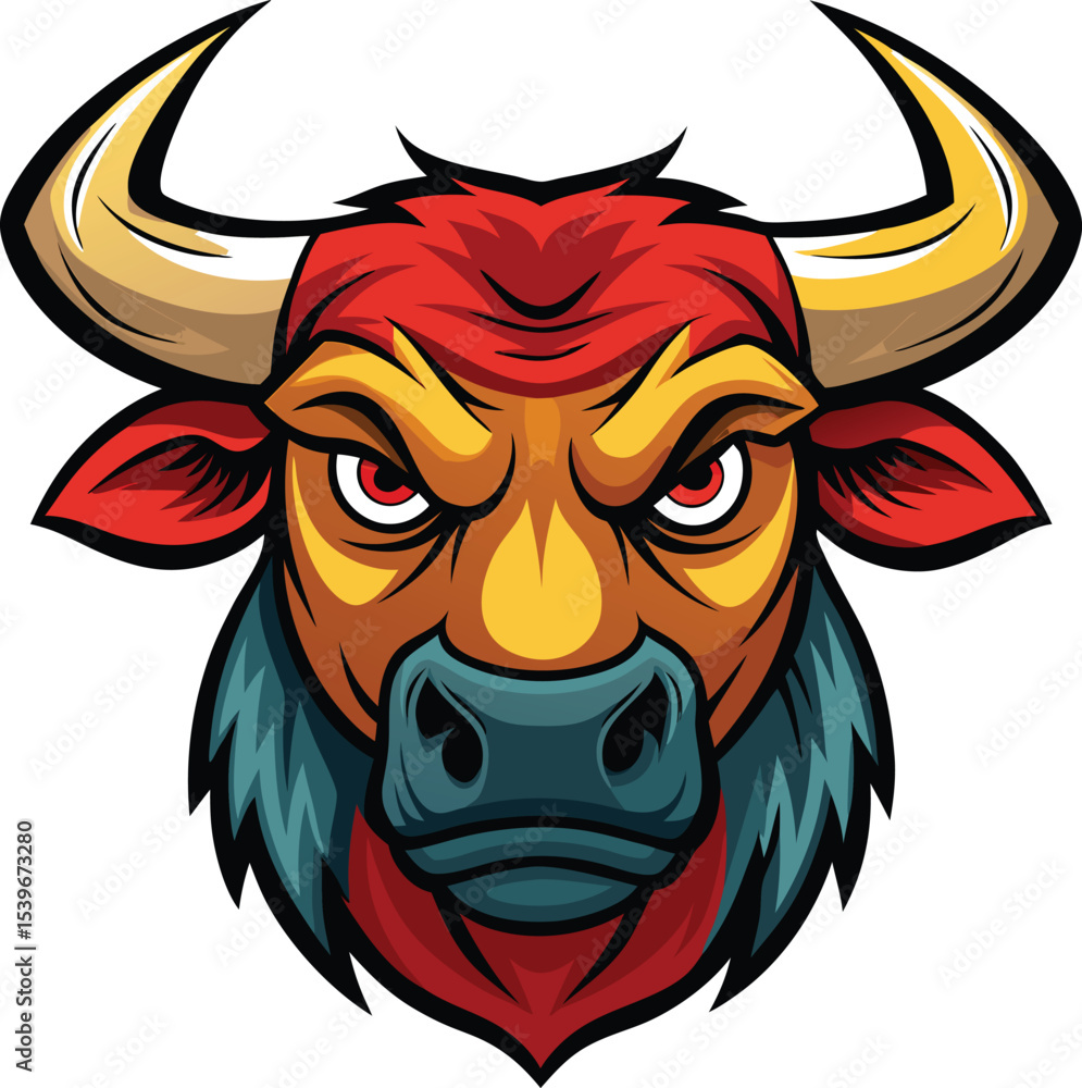 bull head angry on white bull head angry on white
