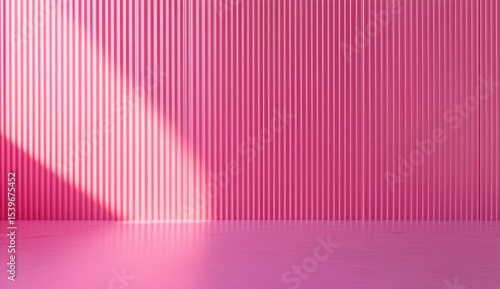 Pink corrugated wall room, sunlight