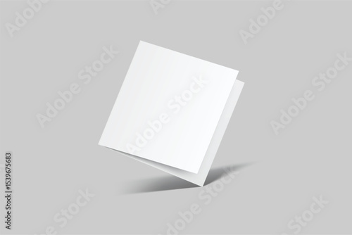 Square open Leaflet, bi fold mockup template .Blank paper, thank you card, notecards, note paper, greeting card, wedding invitation, postcard, brochure or creative work for presentation of design