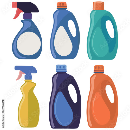 household chemicals bottles pack isolated vector illustration