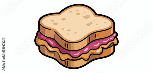Cartoon Illustration of a Delicious Peanut Butter and Jelly Sandwich