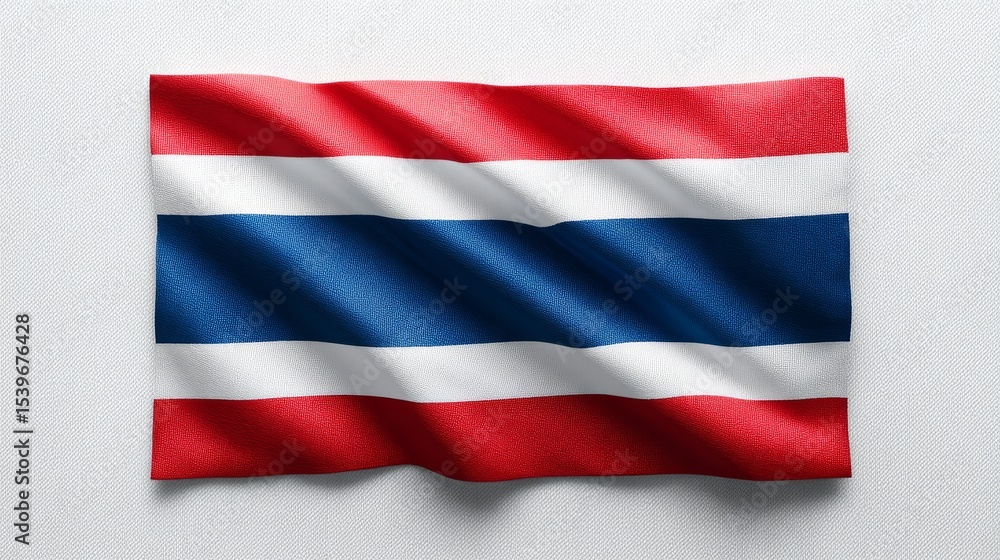 Naklejka premium Abstract minimalist flat design of the thai flag on a white background representing national identity and asian culture