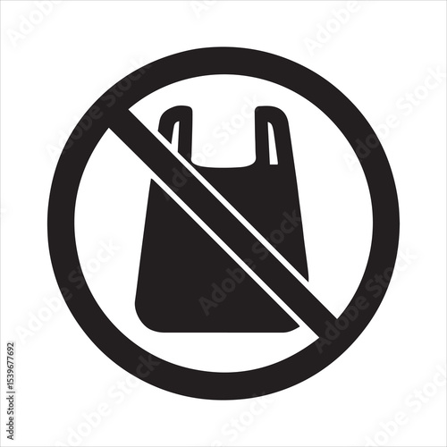 No plastic bag symbol crossed out icon for eco friendly designs