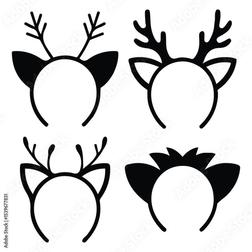headdress with ears and horns animals isolated vector