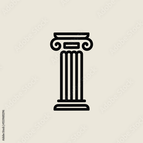 Elegant black and white vector illustration of an ionic column representing architecture history and design elements ideal for various creative projects