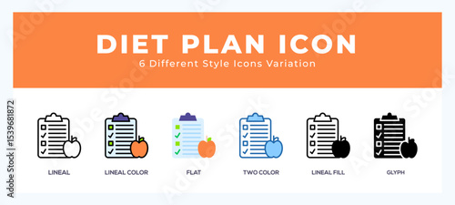 Diet plan icons set. Different style of icons simple vector illustration.