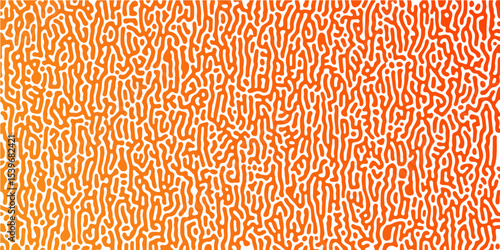 Abstract Turing organic wallpaper background. Linear design with biological shapes. Organic lines in Memphis. 260Turing reaction diffusion monochrome seamless pattern with chaotic motion.