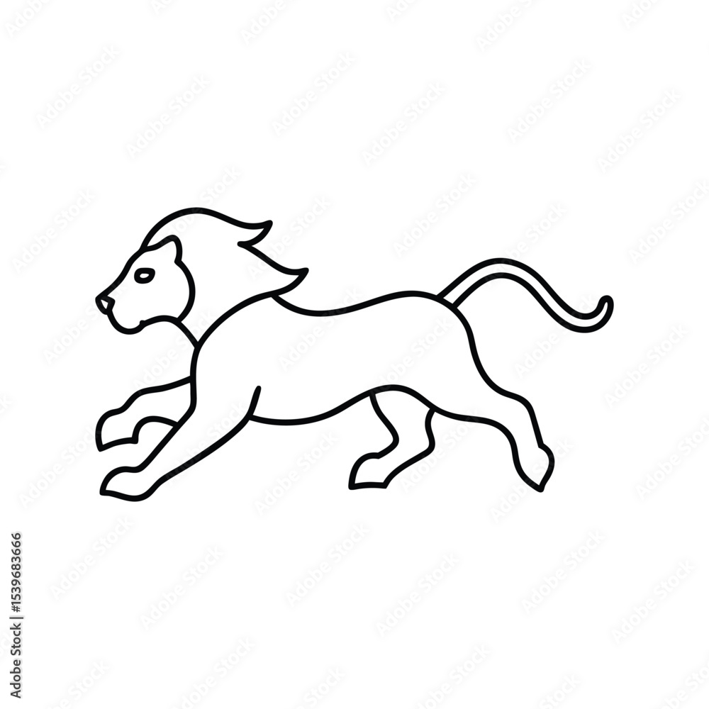 running lion line art running lion line art