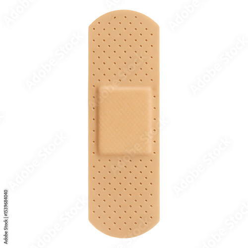 Medical bandaid strip close-up isolated on transparent background
